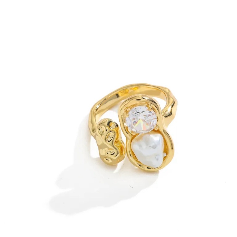 Gold and White Pearl Ring